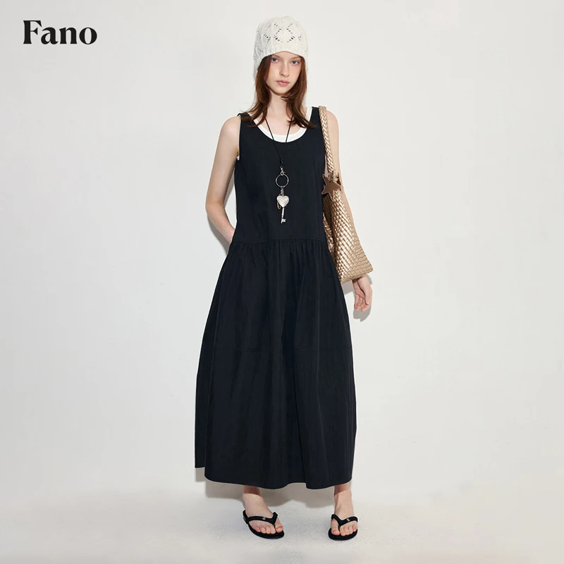 范洛 实用主义极简“a字大裙摆”叠穿神器基础款连衣裙FX25L117