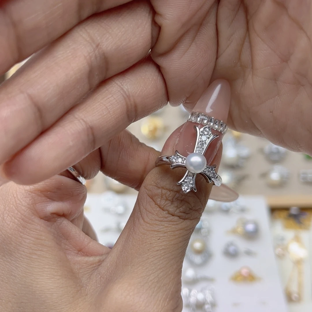 睿***界合金淡水珍珠戒指