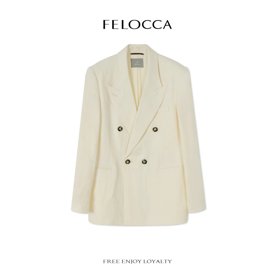 【FELOCCA】新款翻领双排扣西装宽松百搭外套25SXZ066