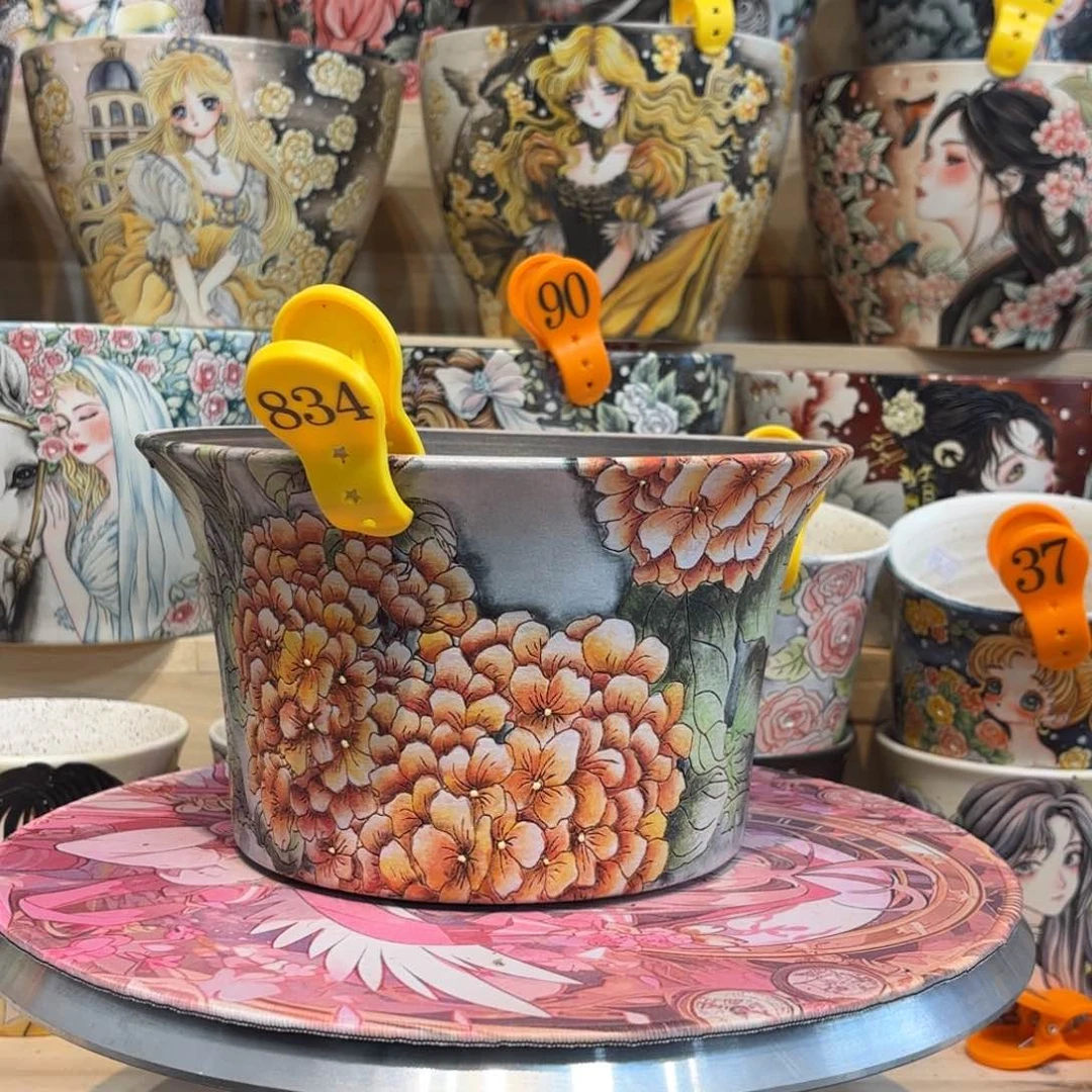 紫砂花盆景德镇手绘花盆陶瓷20/12