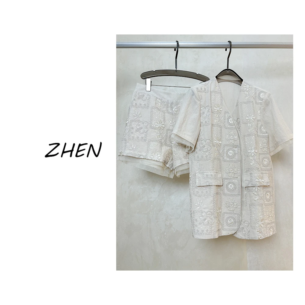 【ZHEN】25K00507 2025新款时尚气质修身显瘦设计师款时尚套装女