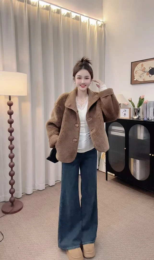 【老板娘专属2 】两面穿皮毛一体短外套女小个子冬季高级仿羊羔毛12