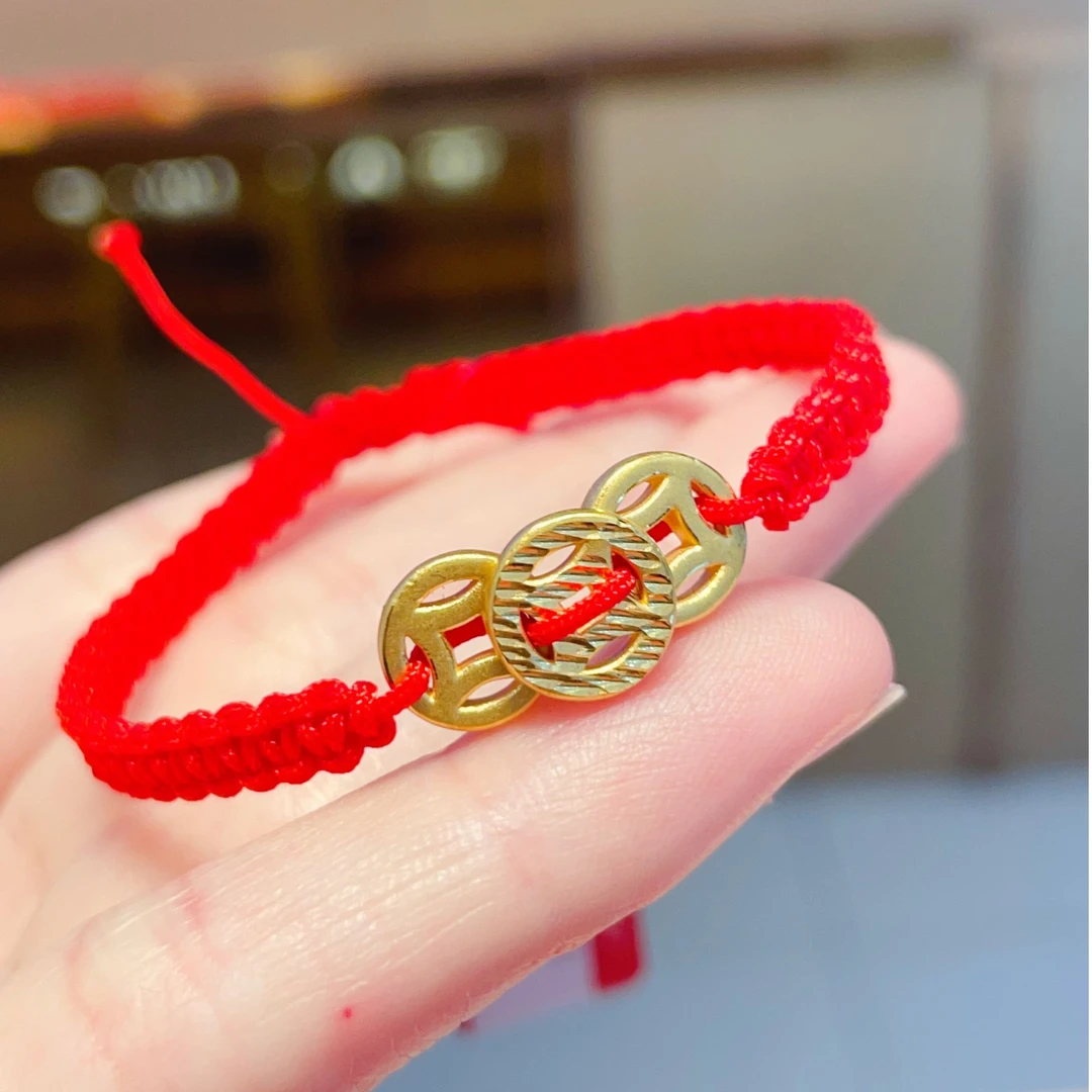 男女通用红色女款送礼手链可调节手编手饰绳编素款编织可调节时尚