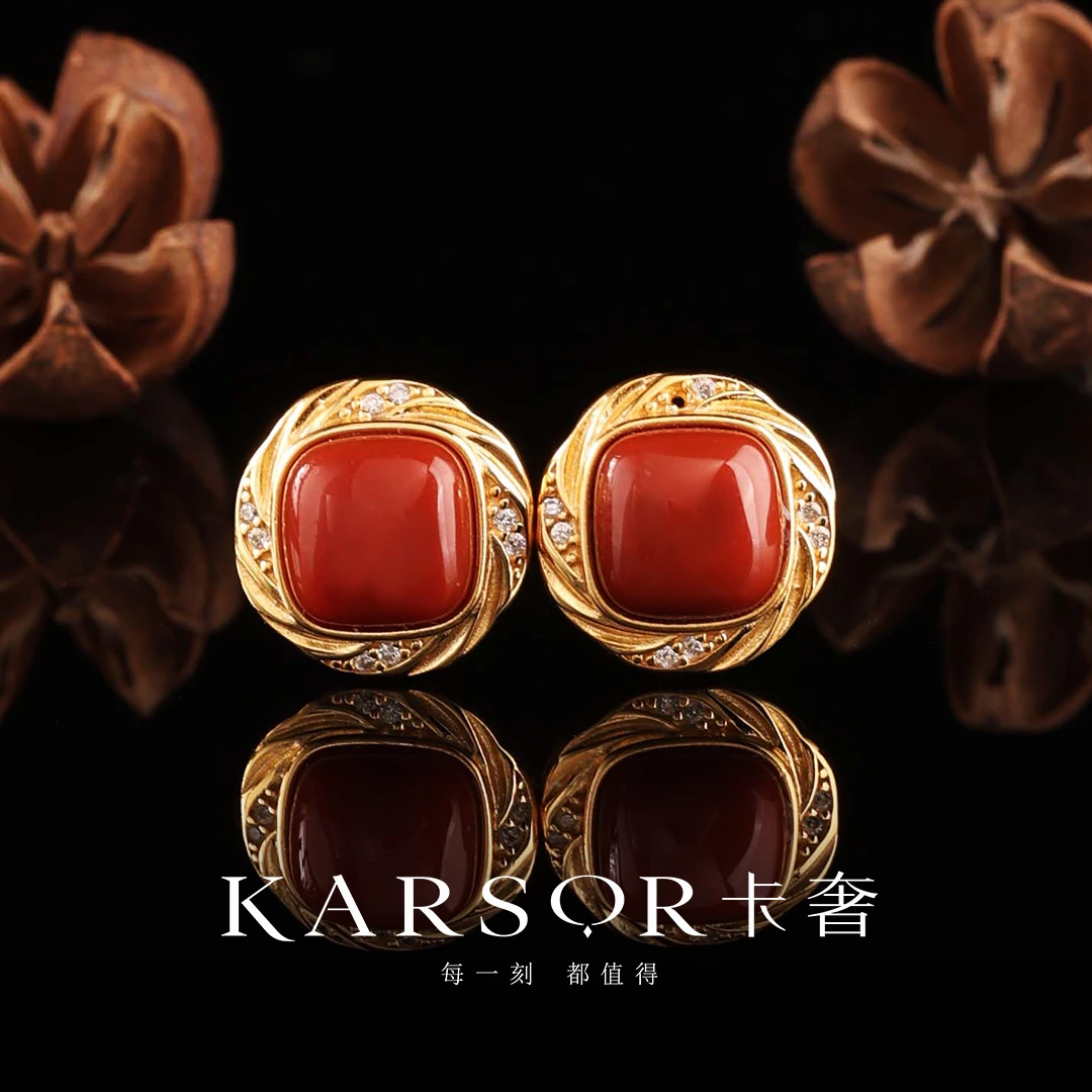 KARSOR/卡奢S925银 南红玛瑙耳饰 ES1538