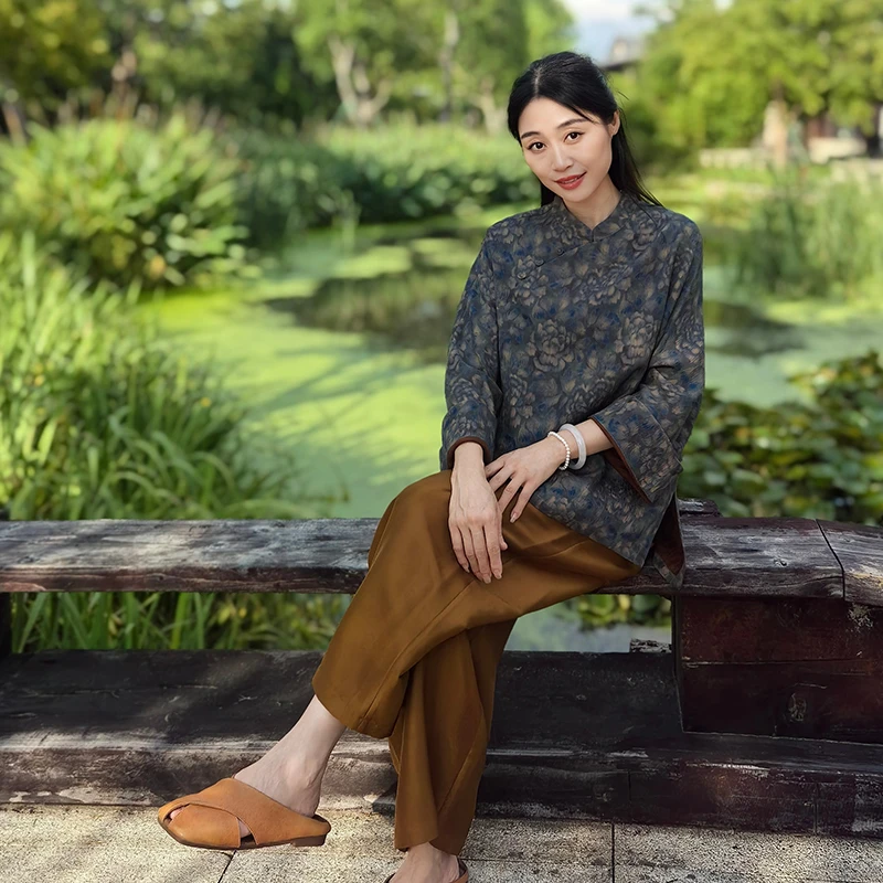 28姆米满分套花冠乐绉多工艺红云纱外套12518-1-2