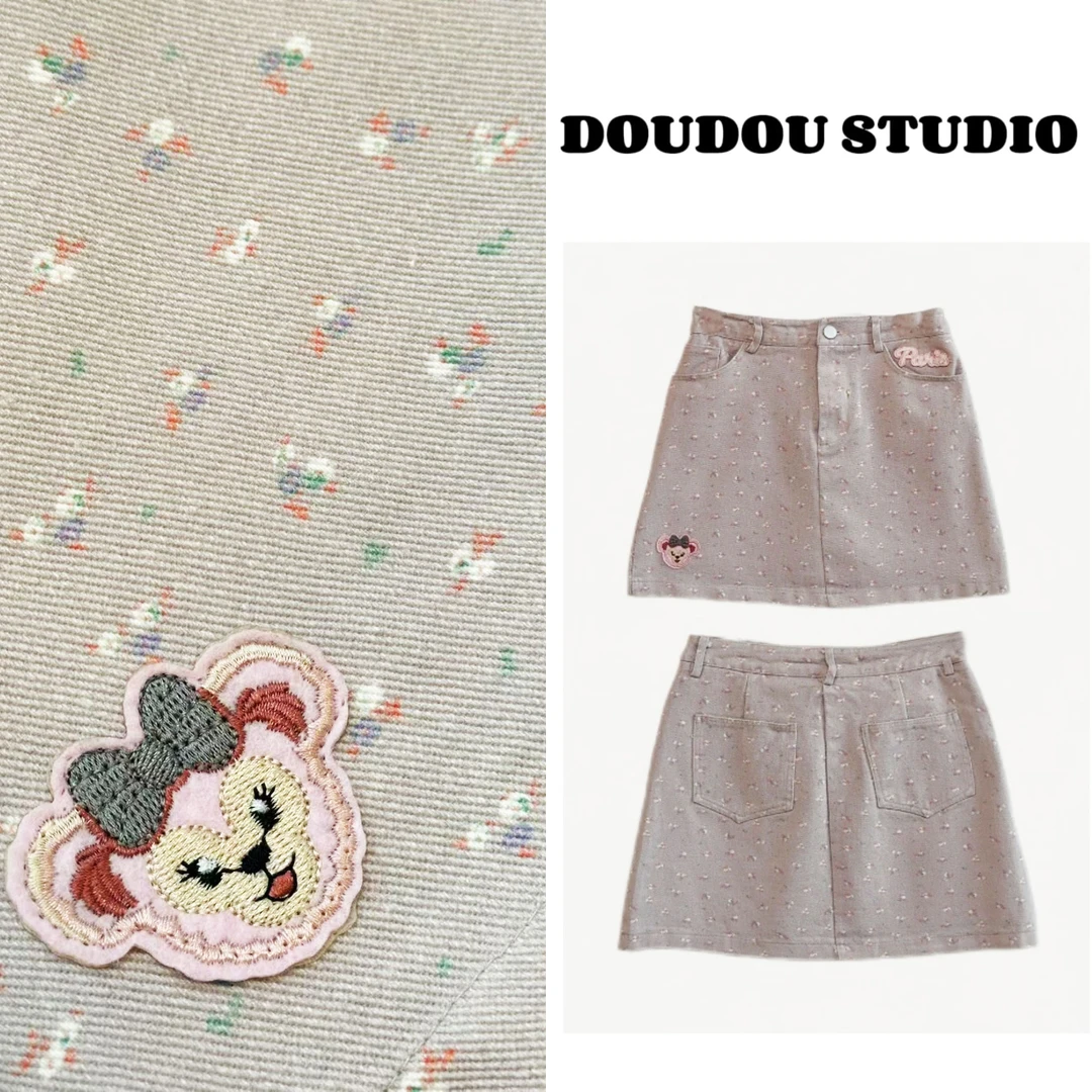 【兜兜】小粉熊 春夏新款小刺绣半身牛仔短裙 井DL360A