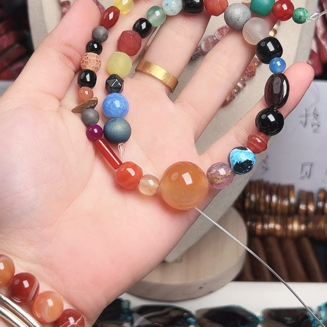 玛瑙/玉髓合金珠宝半成品h291 多宝玛瑙一条