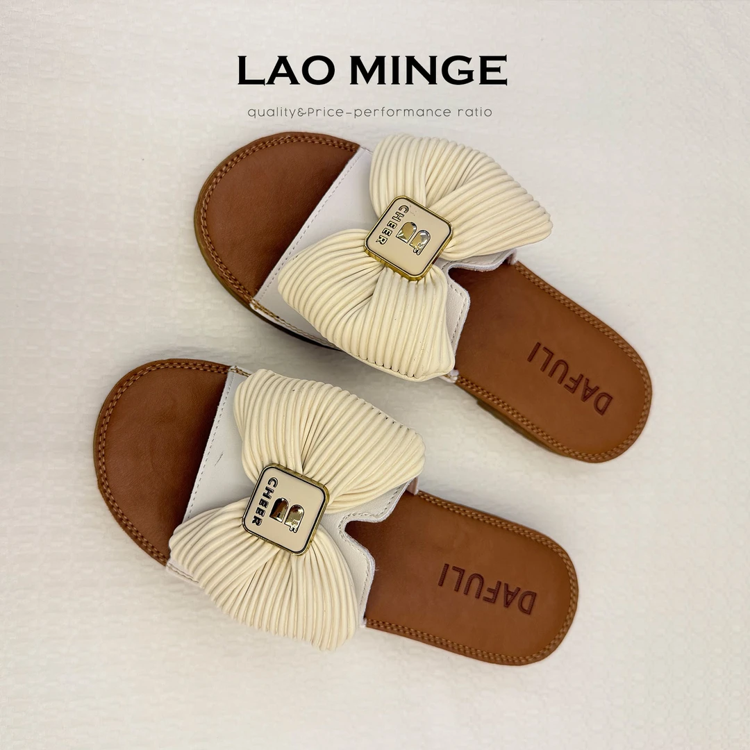 老敏哥 一字凉拖鞋女2025夏季新款平底一脚蹬凉鞋沙滩鞋 108-610