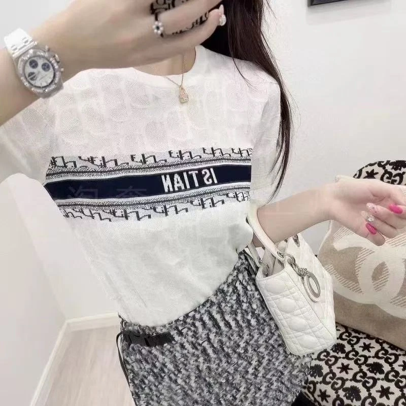 【阳阳高品】深圳南油万年不变经典老花满字母提花短袖莱赛尔圆领T