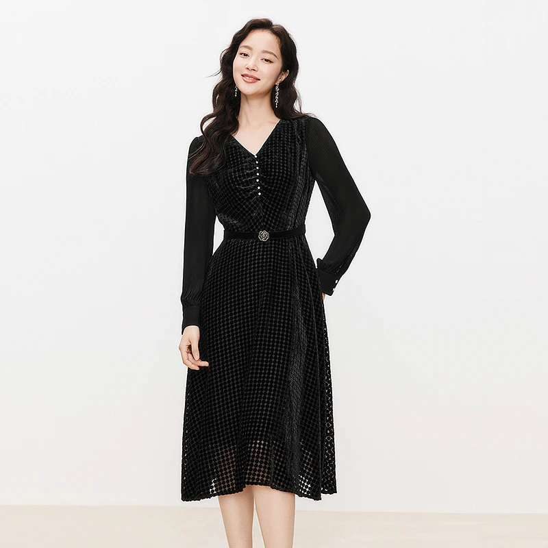 珂莱蒂尔25春新款法式优雅收腰显瘦气质连衣裙KF10378W0