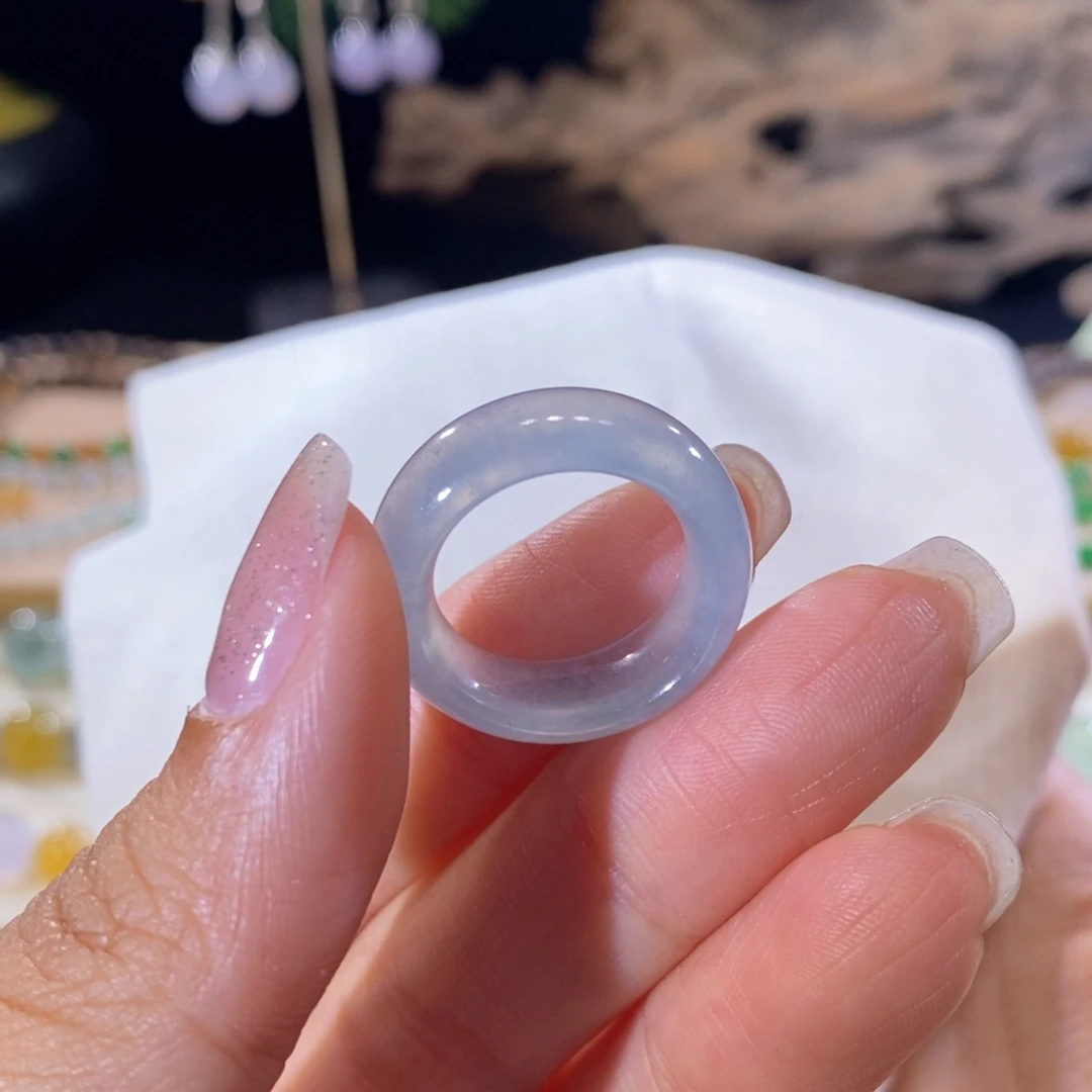 翡翠未镶嵌颈饰翡翠冰蓝戒圈