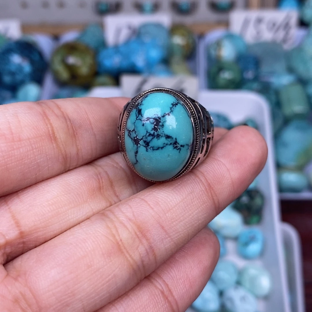 绿松石银S925镶嵌挂件