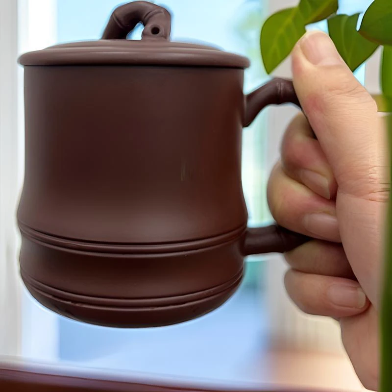 宜兴紫砂手工制原矿龙血砂竹段杯茶杯茶具