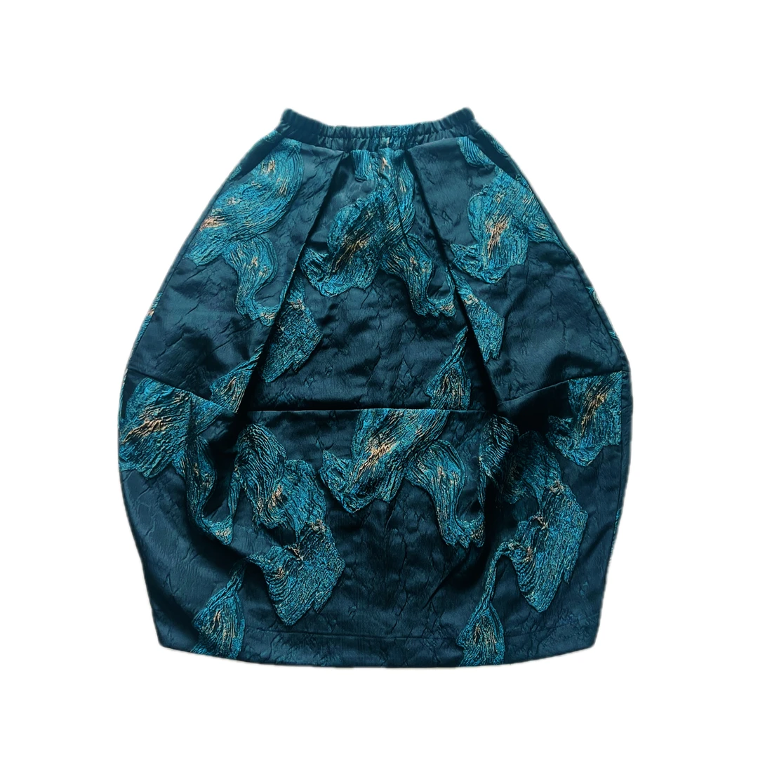 24503凤鸾金麟女装厚款四季通用国风百搭休闲宽松时尚提花花苞裤