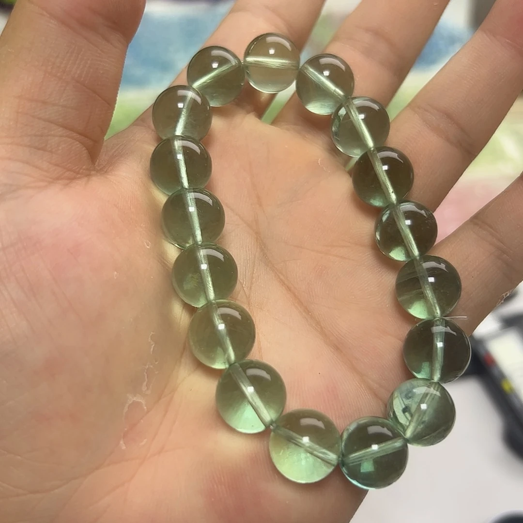 手串未镶嵌萤石F***8绿莹石12咪拍十次合一单 不带证书