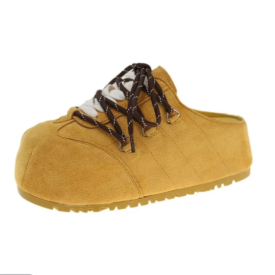 厚底勃肯鞋包头半拖鞋女孩子2025春秋季外穿小个子一脚蹬百搭女鞋