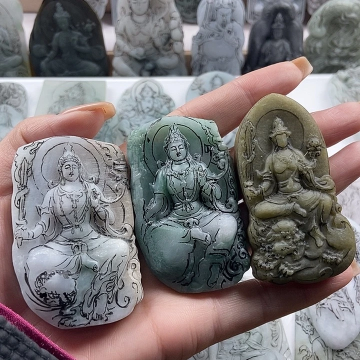 鹤***雁定制翡翠未镶嵌吊坠