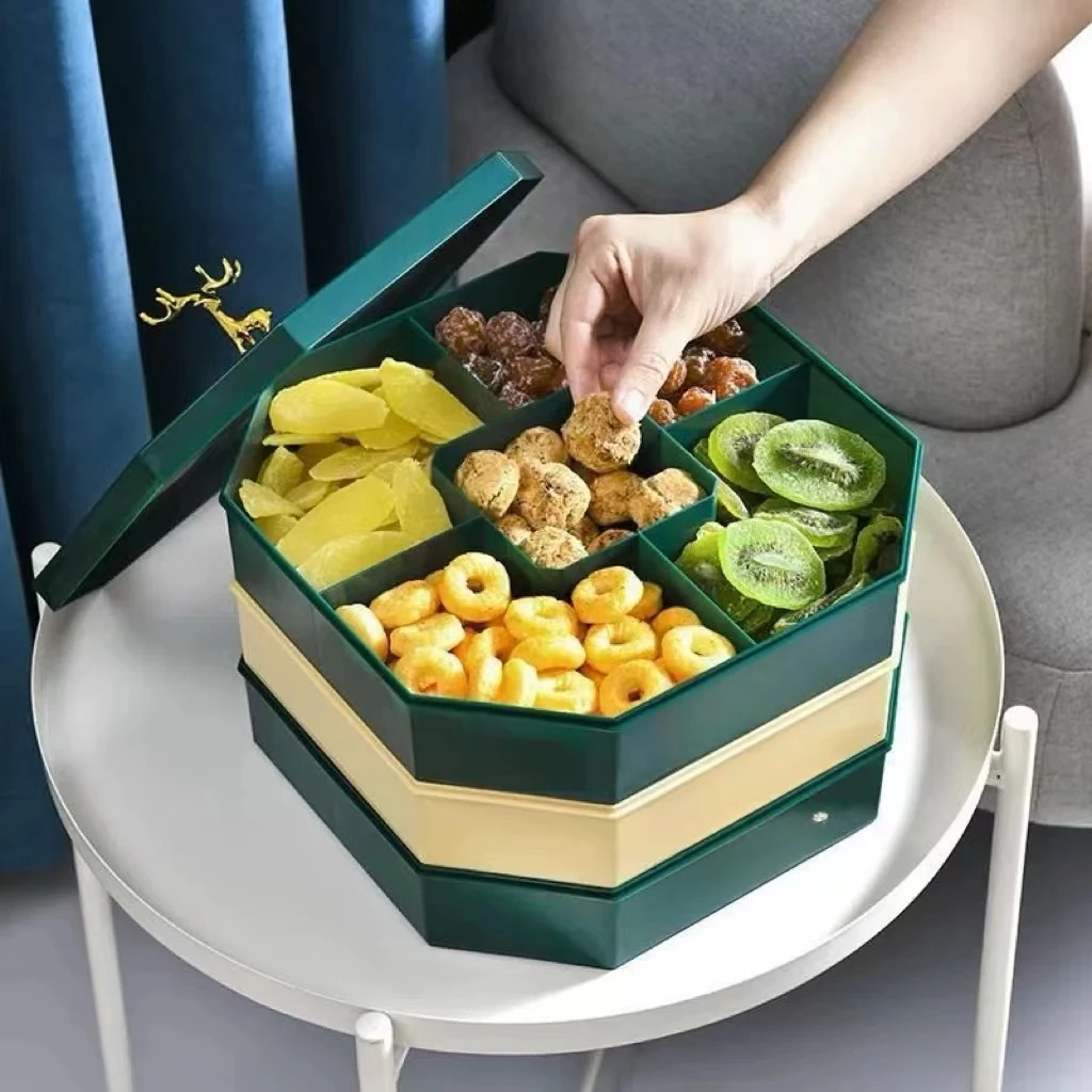 新疆包邮 干果收纳盒客厅坚果果盘糖果盒高端带盖瓜子零食高颜值p