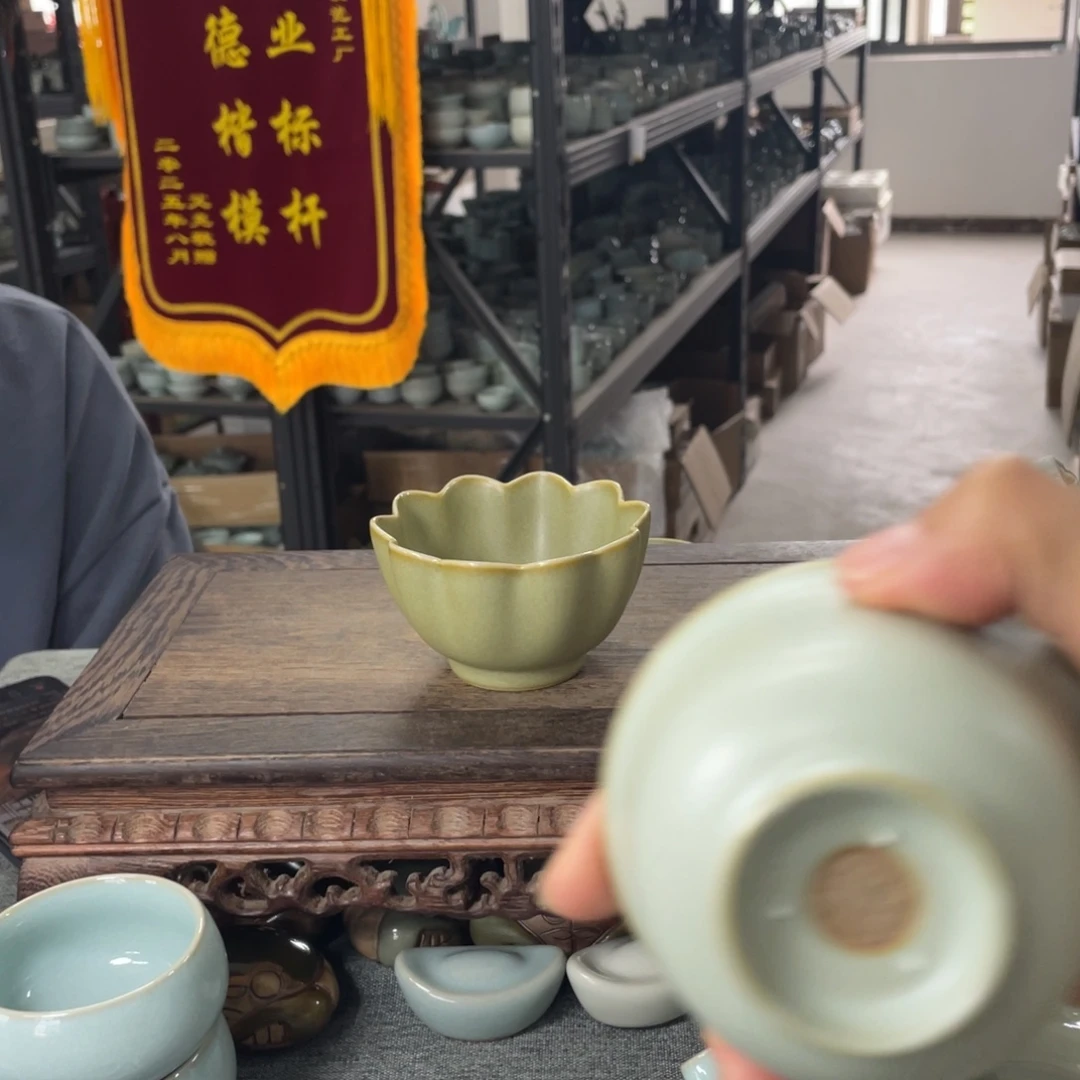 瓷片茶叶沫支烧莲花杯