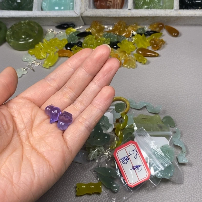 【闪购商品】萤石挂件耳饰耳环项链未镶嵌慧***花