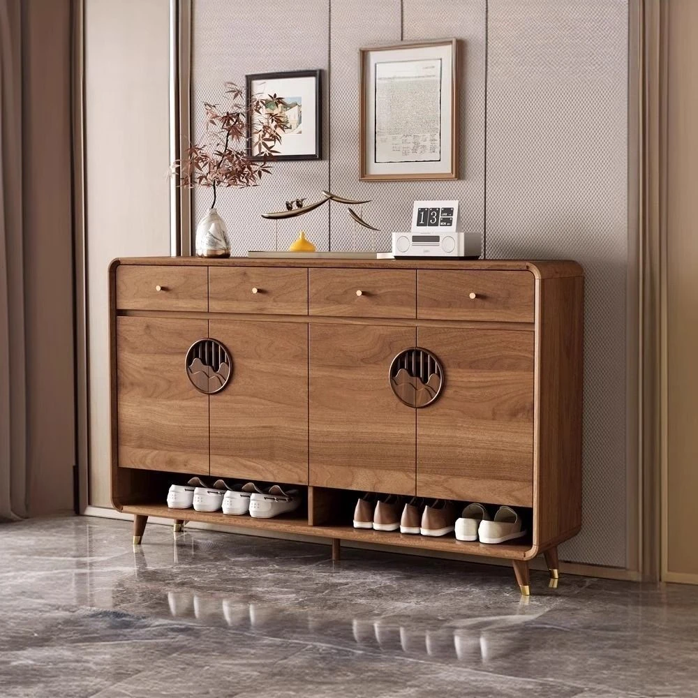 鞋柜家用门口实木腿大容量入户新中式玄关阳台储物大气简约门厅柜