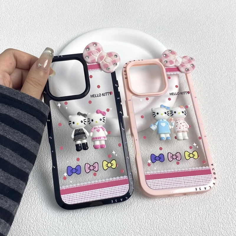 ins风立体蝴蝶结凯蒂猫挂件适用苹果16promax手机壳1615/1413女12