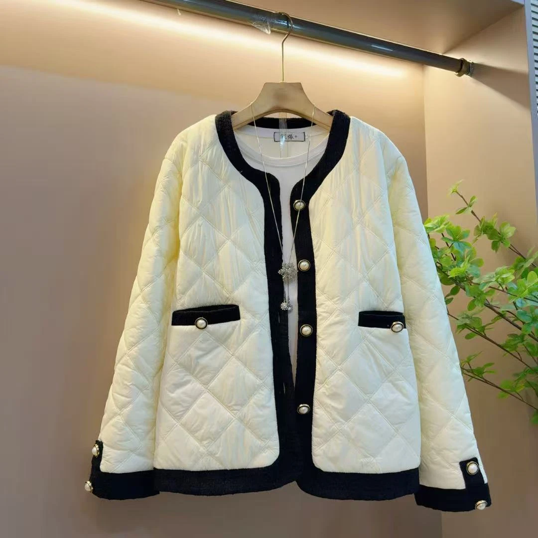 欧货小香拼接减龄百搭薄棉服