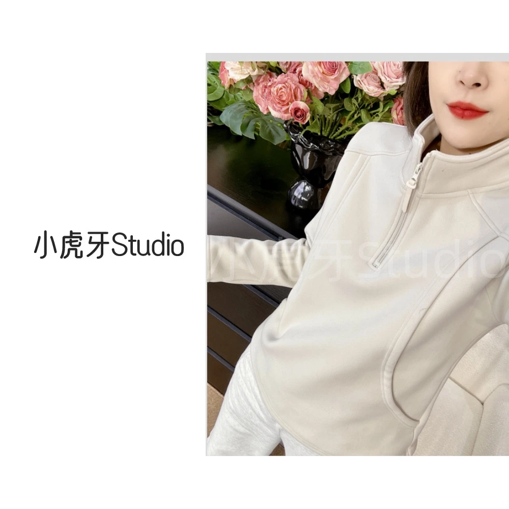 『小虎牙Studio』2024外贸休闲百搭半拉链设计加绒立领卫衣-6365