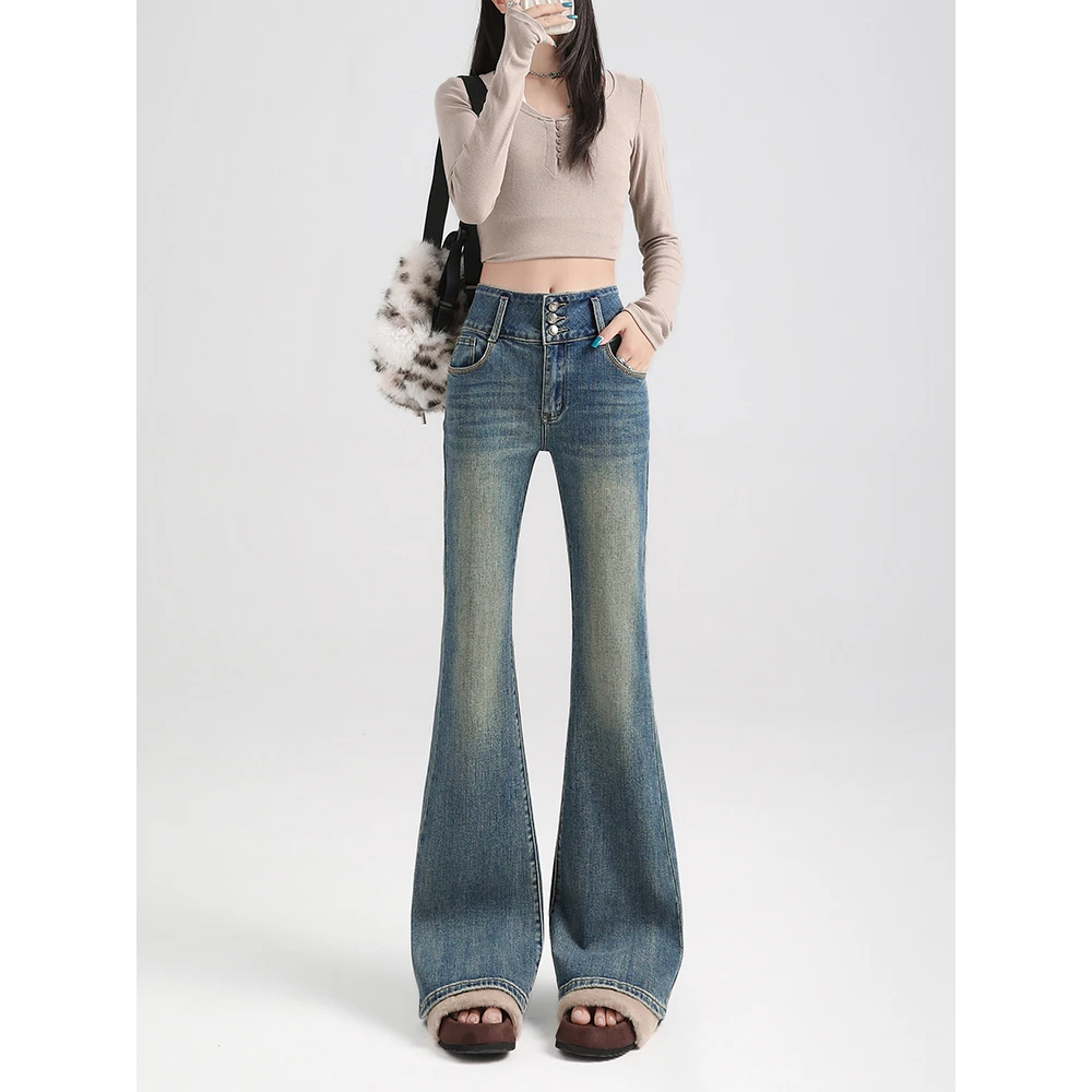 显瘦时尚喇叭裤修身个性百搭2025春夏新款牛仔裤女99365