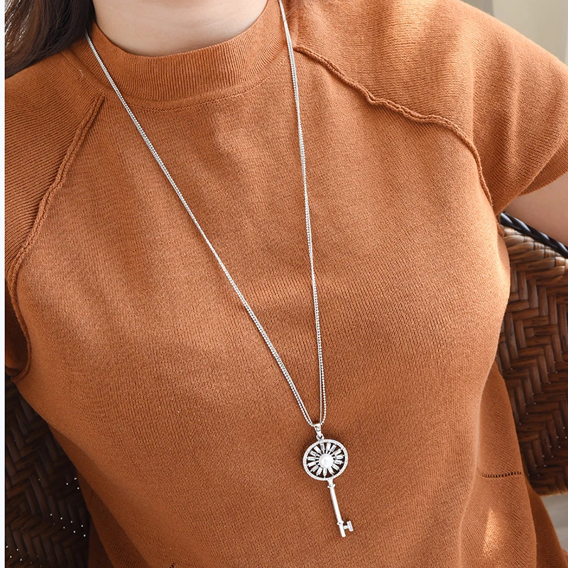 铜合金项链 饰品【商场同款】小众百搭精致钥匙项链长款毛衣链挂件