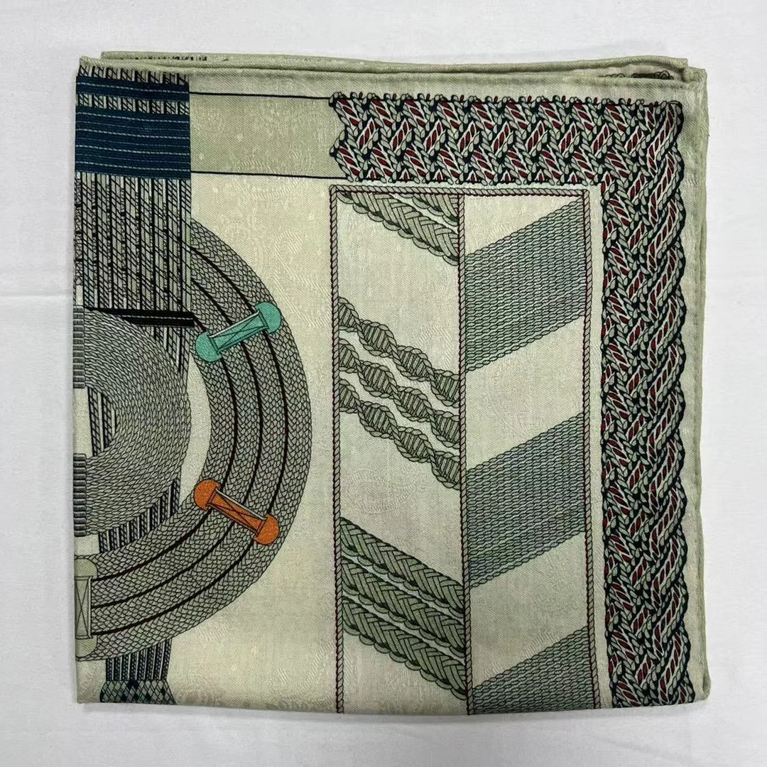 70丝绒方巾-青草圆盘 提花65cm丝巾 040