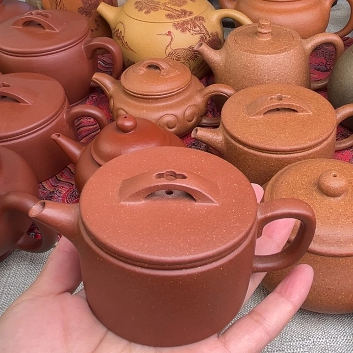 记***我茶壶紫砂原矿红降坡明式汉瓦精工半手120cc