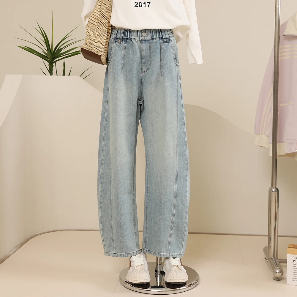 C4601女童春季新款牛仔裤中大童时尚休闲春款时尚弯刀裤潮