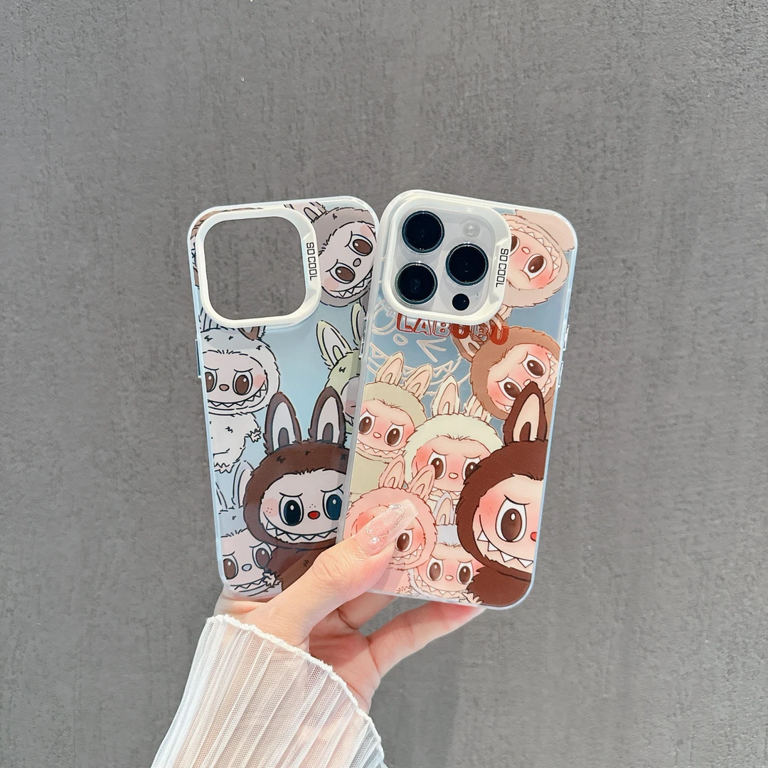 拉布布适用苹果OPPO荣耀华为小米vivo全包16/15pro手机壳磨砂彩银