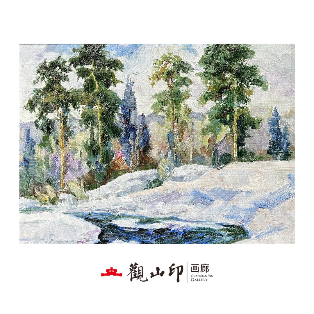 9205原创手绘风景油画38.4x49cm丛林作品五