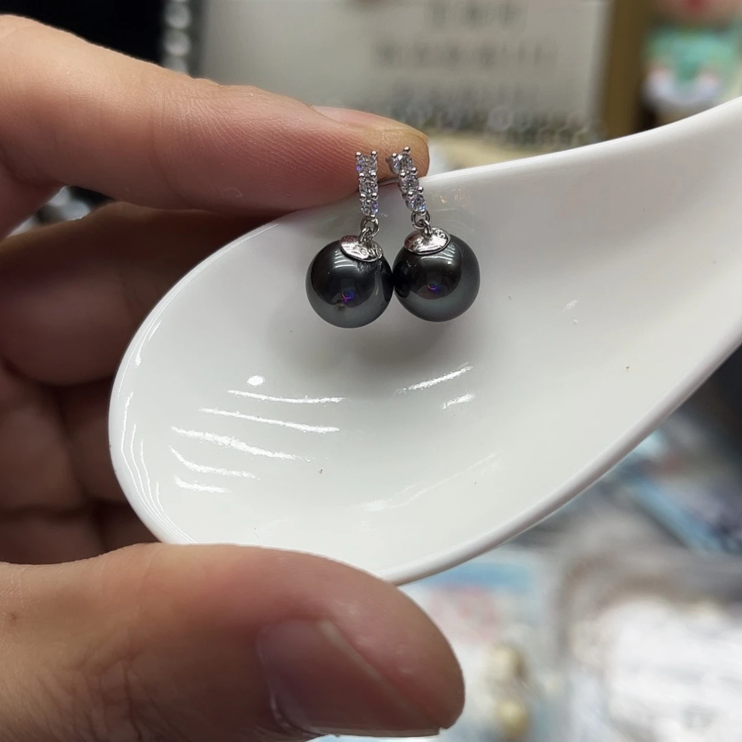 银S925镶嵌耳饰海水珍珠