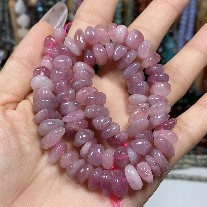 玛瑙/玉髓未镶嵌珠宝半成品天然紫妈粉糖豆一条