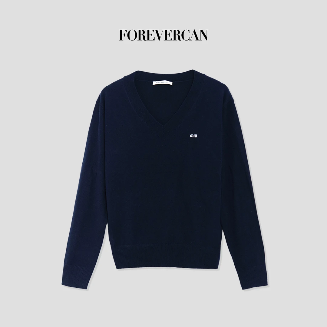 FOREVERCAN“康奈尔”极简学院风V领针织套头上衣 MY4259B