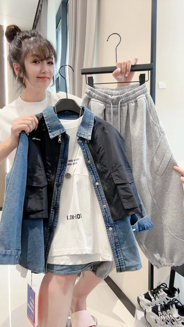 男童外套秋装2025新款儿童春秋款真两件牛仔上衣男孩帅气秋季衣服