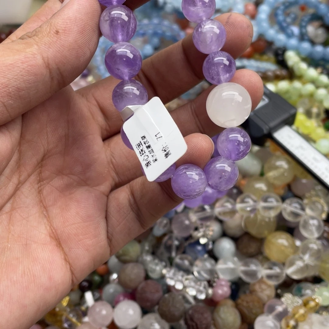 银S925镶嵌手链烟晶