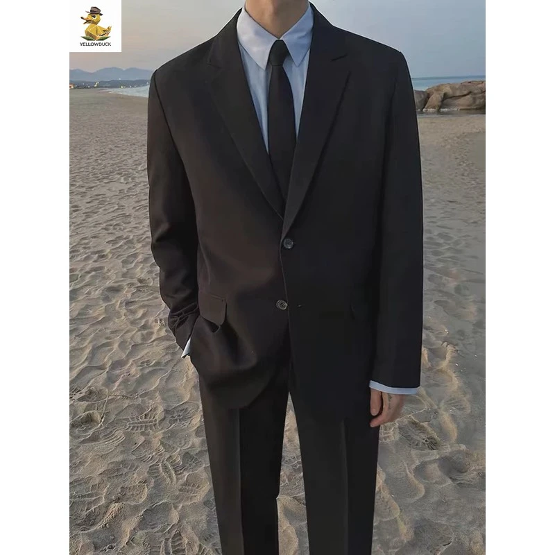 学生黑色西服套装男士职业正装商务休闲韩版修身西装新郎结婚礼服