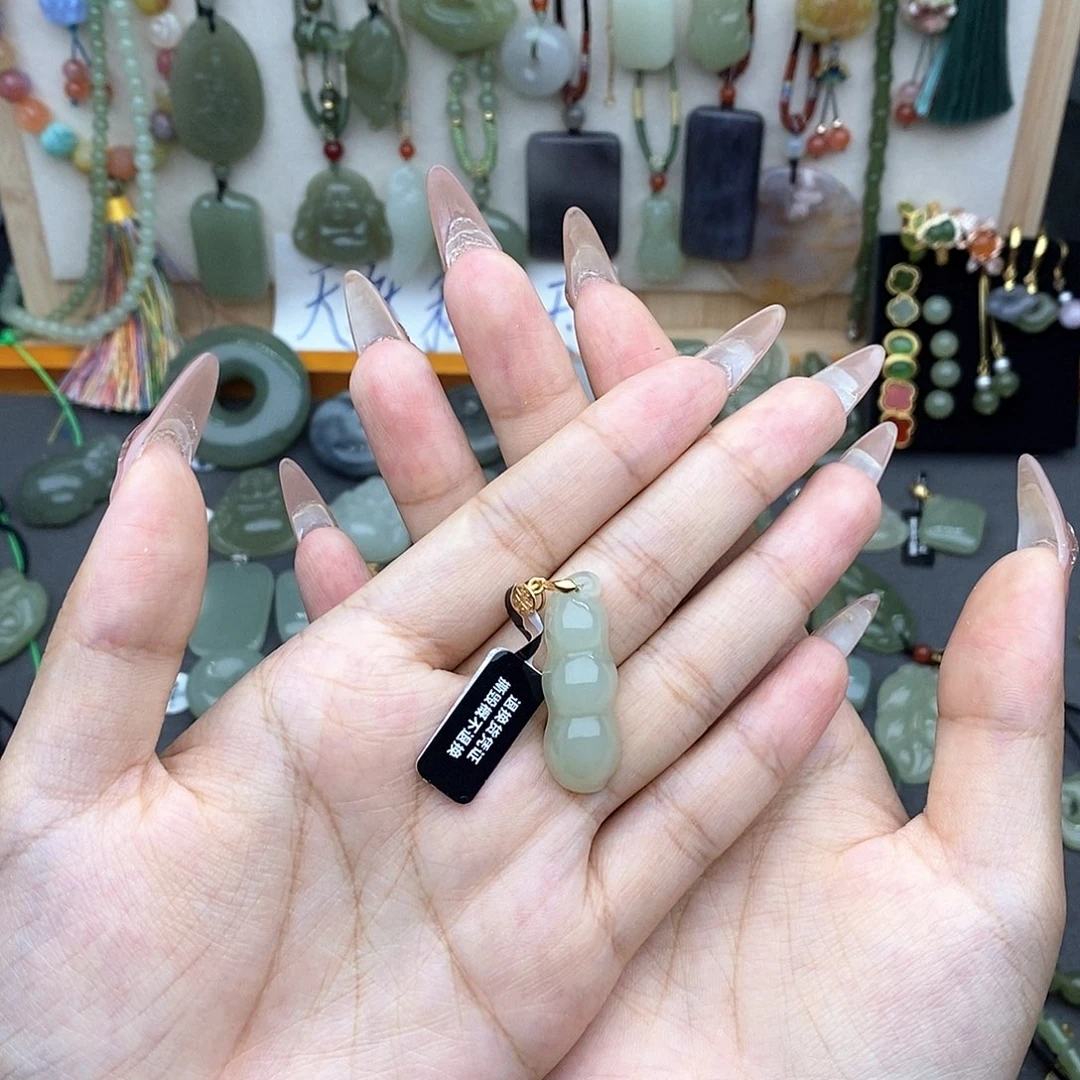 和田玉银S925镶嵌吊坠(不含链)