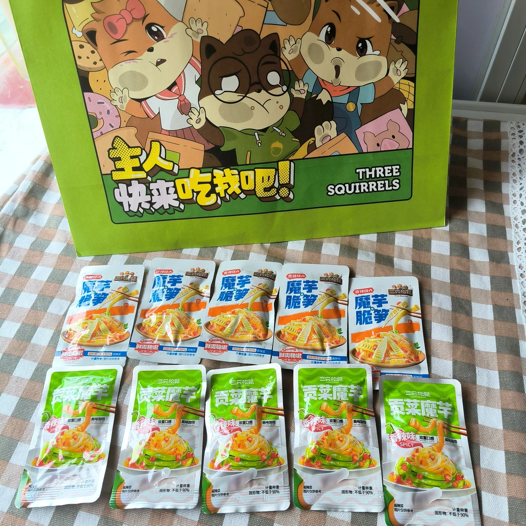 三只松鼠贡菜魔芋魔芋脆笋香辣味10包约174g鲜爽脆嫩双重口感