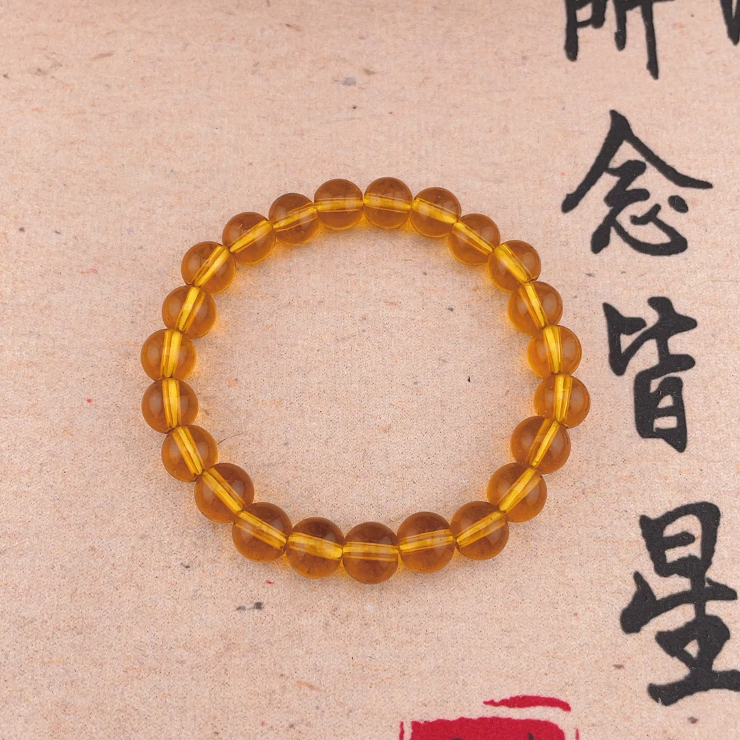 非金属仿水晶手链 橙色圆珠手链朴素单调好看百搭时尚男女同款W2