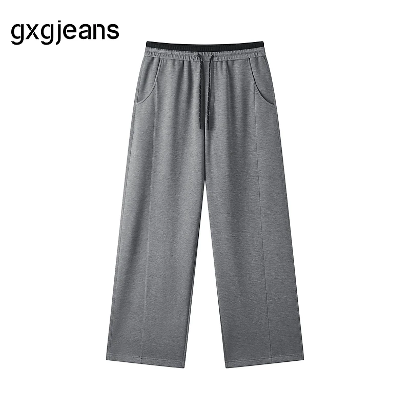 gxg.jeans男装 撞色拼接潮流宽松直筒休闲长裤男士 25年秋新品