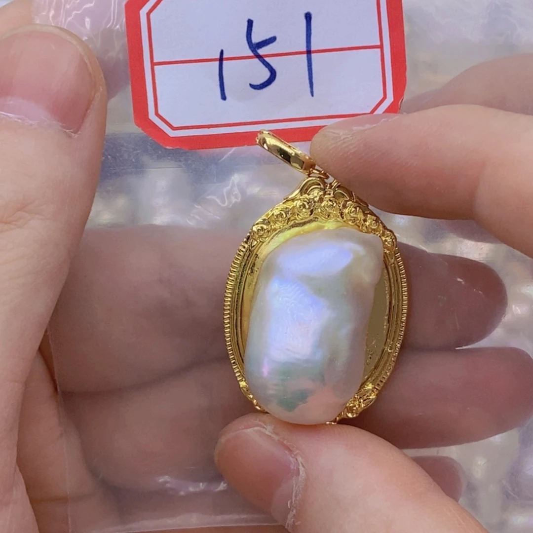 银S925镶嵌淡水珍珠吊坠