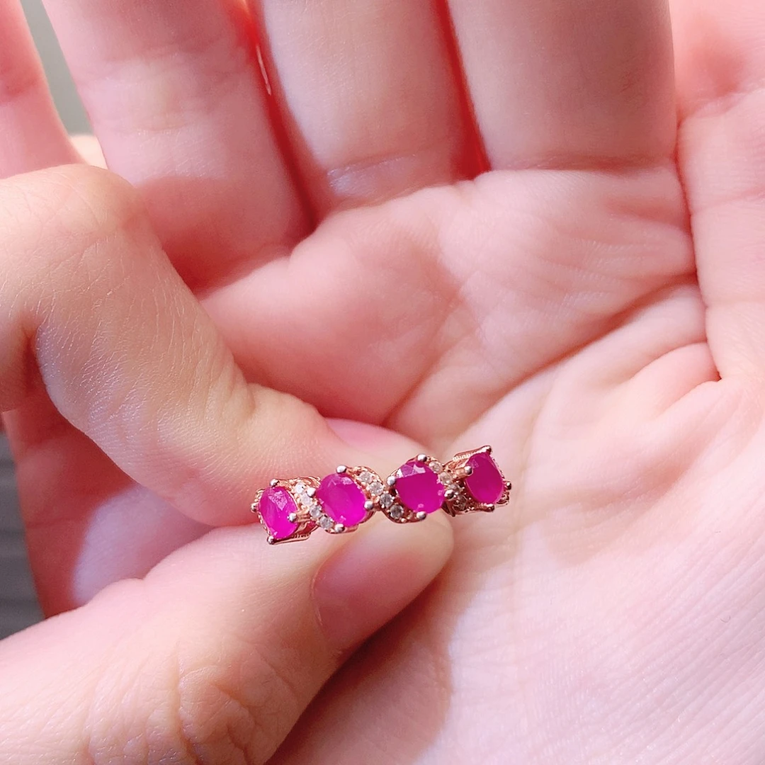 红宝石戒指银S925镶嵌