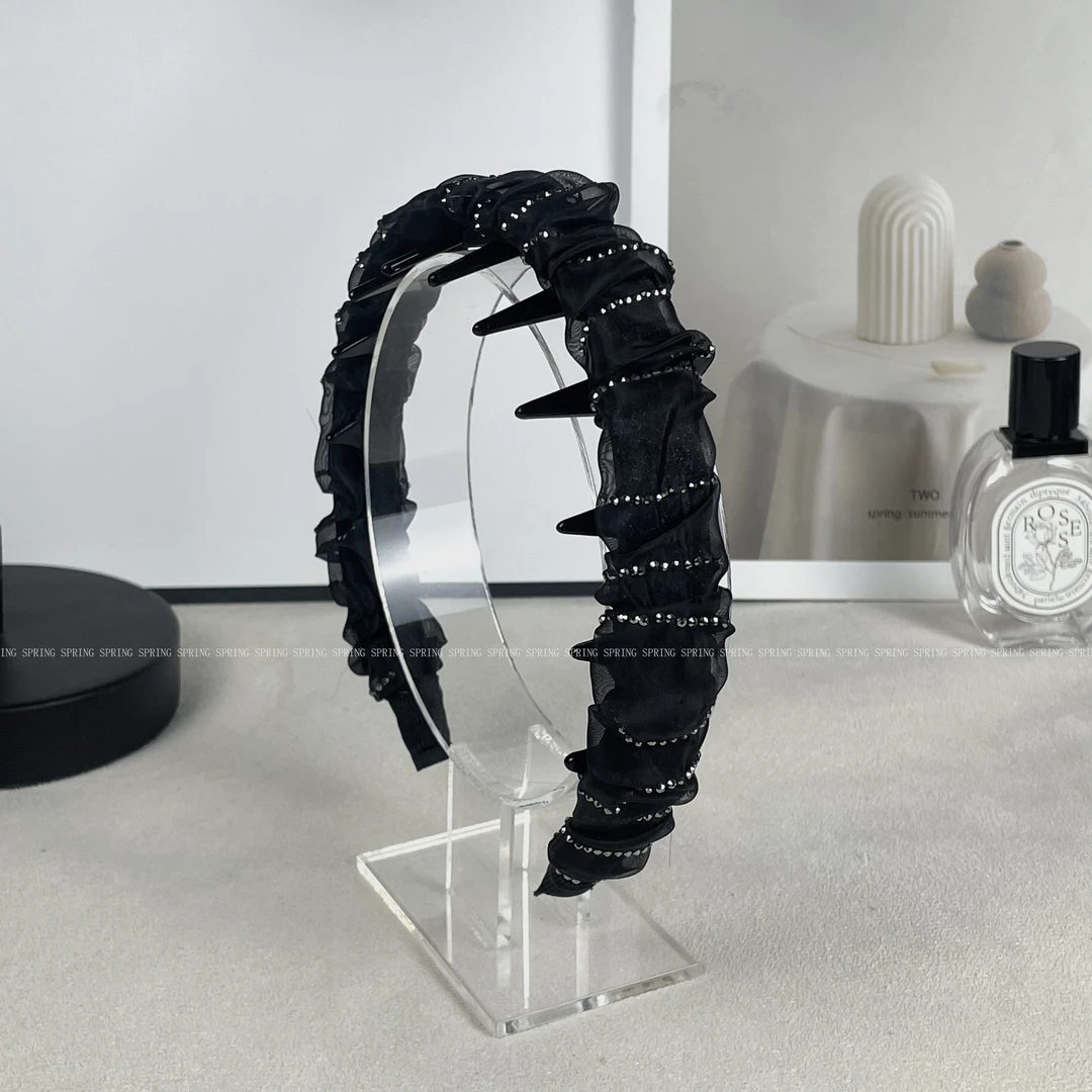 诗铂俪高级洋气带齿梳蓬松发箍百搭气质时尚黑色丝绒简约手工