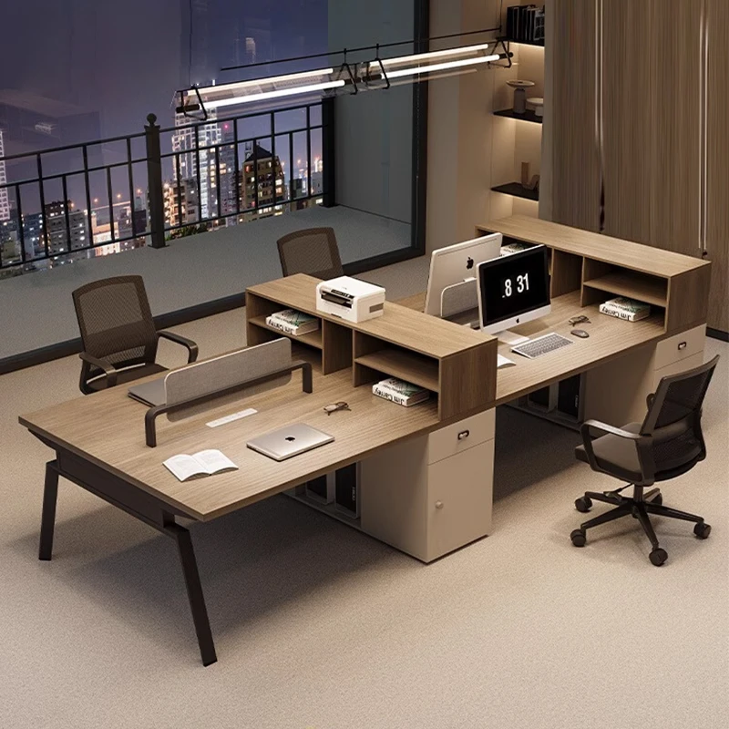 办公桌员工位职员桌椅组合简约现代六人位屏风卡座财务桌办公室