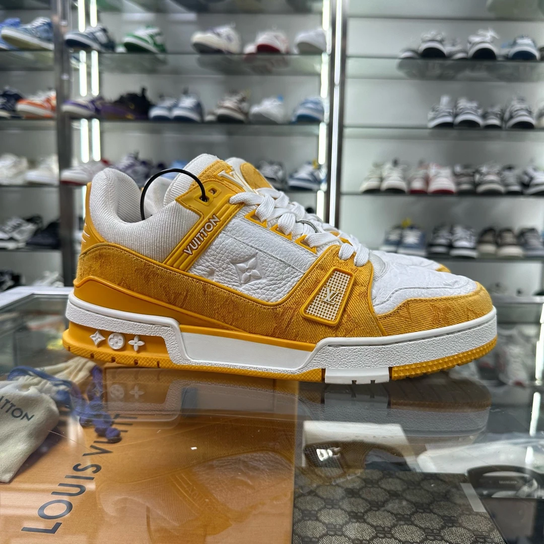 99新 LouisVuitton/路易威登 白黄牛仔 板鞋 41.5码 DY11401